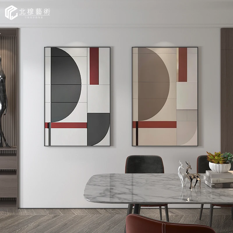 Italian light luxury style living room background wall decorative painting sample room senior sense of art painting