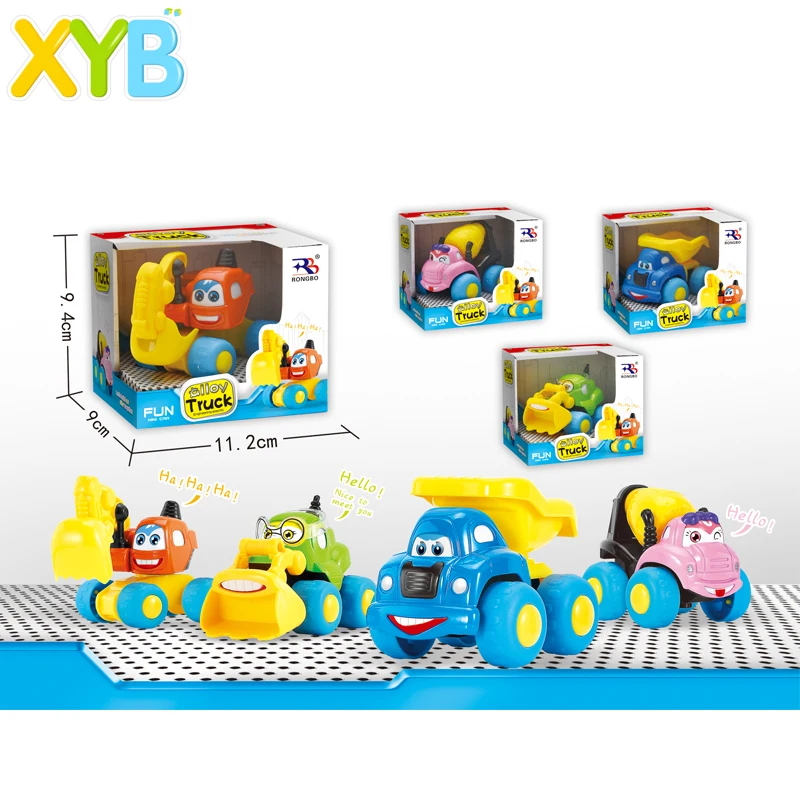 
high quality cartoon alloy mini truck toys pull back car 4pcs for wholesale with low price 