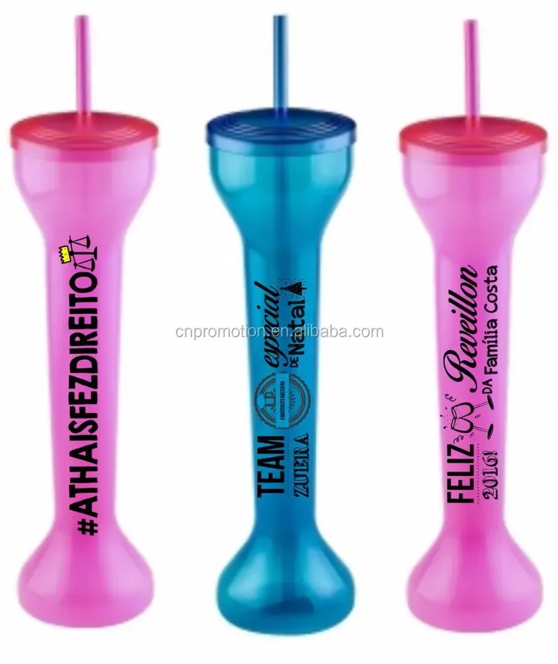 Slush Cup Plastic Juice Drink Tall Yard Cup with Lid and Straw For Party