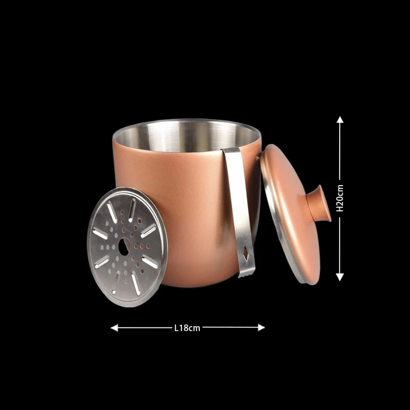 Hot sale metal ice bucket stainless steel double wall silver gold ice bucket with lid