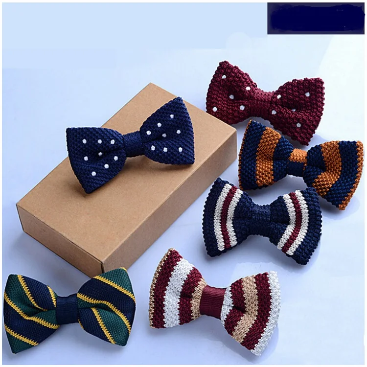 Tuxedo Knitted Bowtie Children Bow Tie Thick One Deck Pre Tied Adjustable Knitting Casual Ties