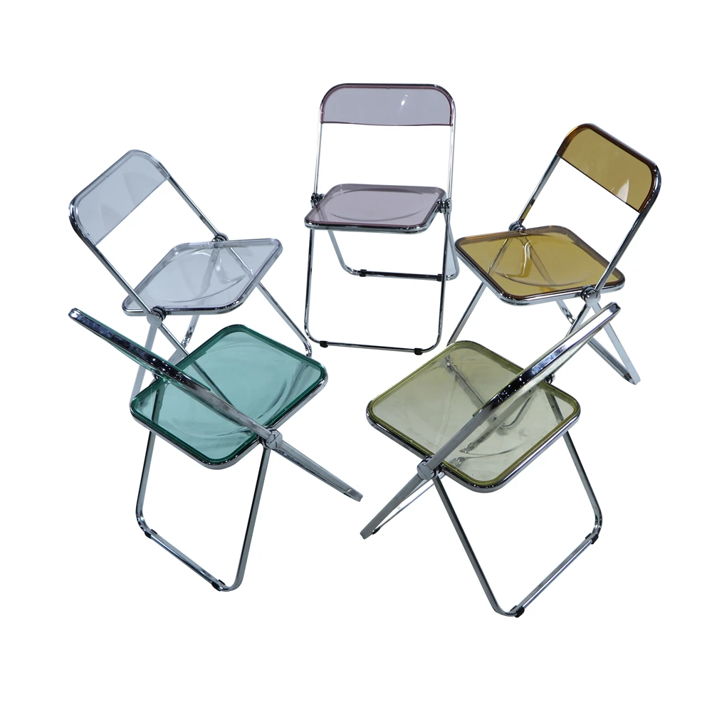 
Factory sale transparent plastic folding dining chair colorful party banquet chair 
