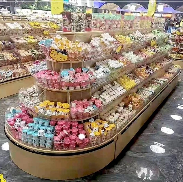 The fourth floor supermarket bulk food display cabinet in the island casual bulk dried fruit snack cabinet promotion desk