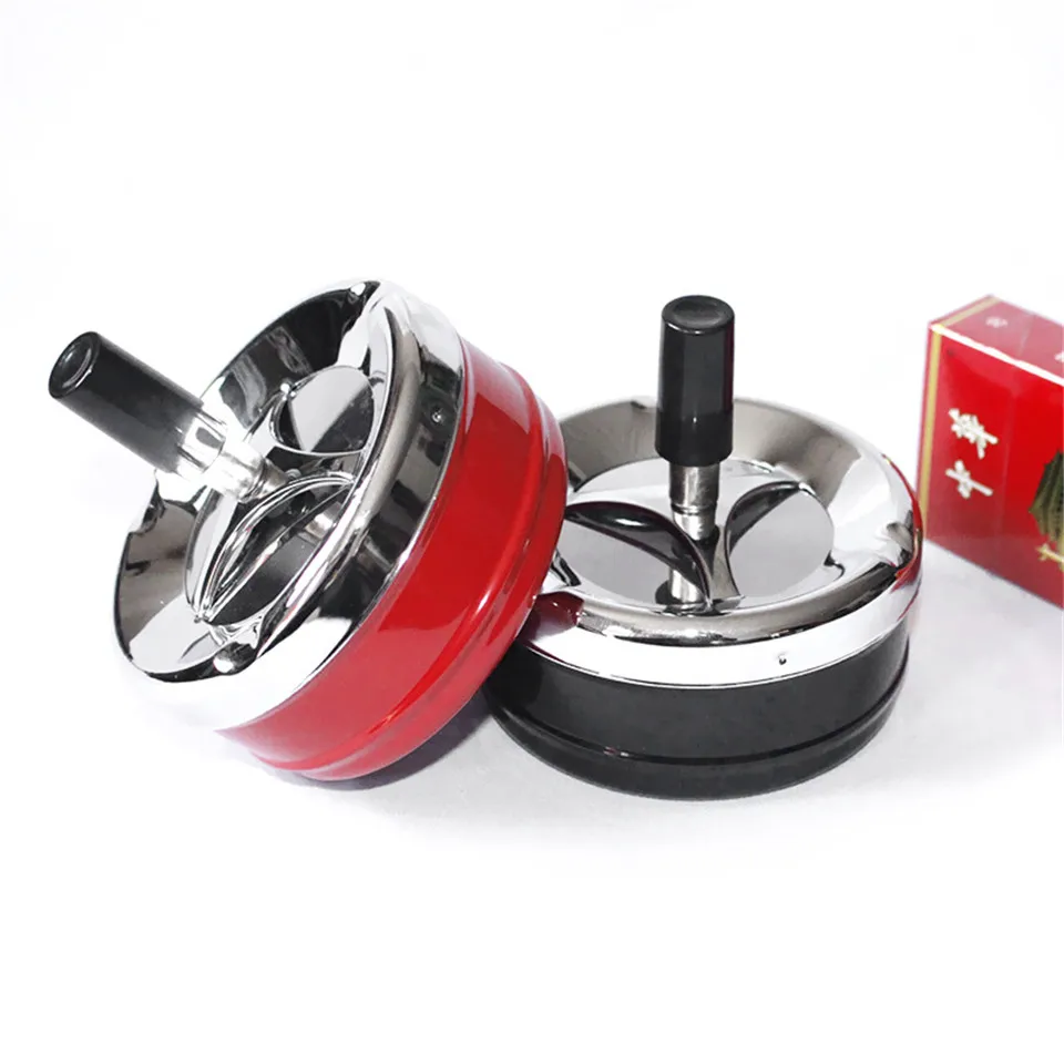 Stainless Steel Smokeless Ashtray Round Push Down Cigarette Ashtray with Spinning Tray