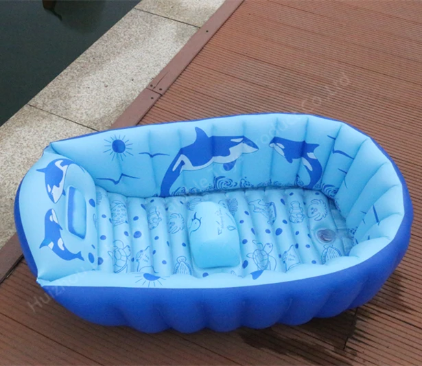 LC Small Inflatable Baby Bathtub Portable Air Swimming Pool Kid Infant Toddler Thick Foldable Shower Basin with Soft Cushion