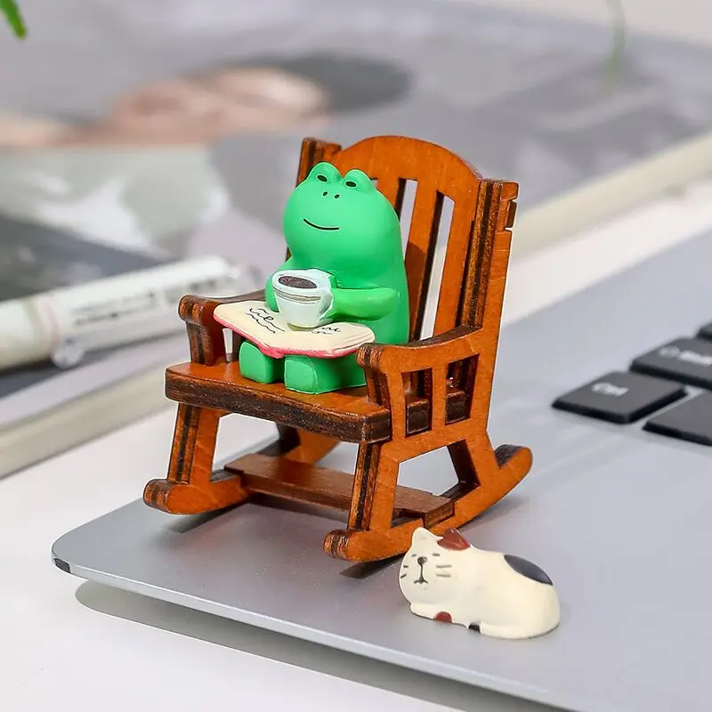 Desktop Ornaments Frog Rocking Chair Cute Ornaments Doll Photo Boutique Ornaments Set