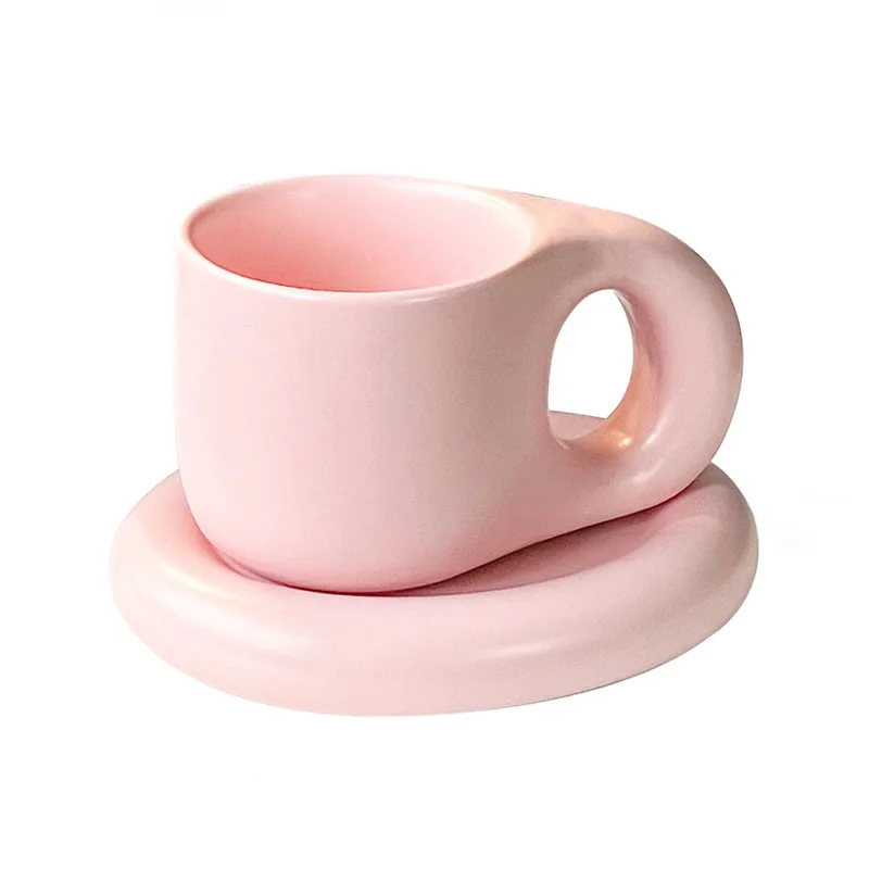 Customization logo Nordic Ins Style Pangpang Fat Mug Creative Novelty Cup And Saucer Coffee Mug Ceramic