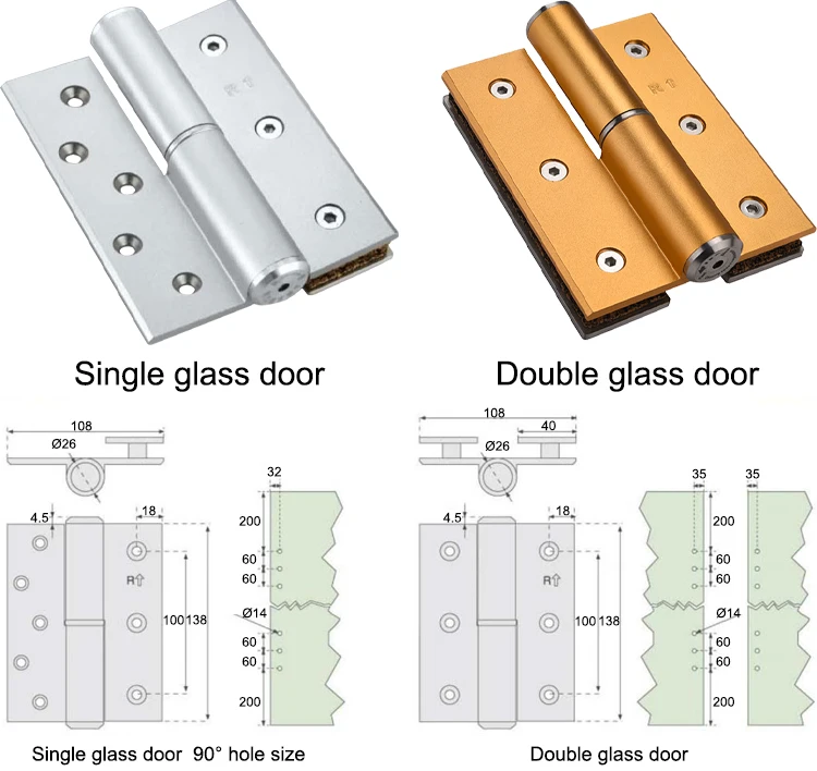 Glass Door silent Space Aluminum Hydraulic Closer Hinges BH-type Soft Closing Hinge for Office Door