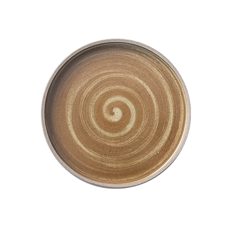 
Japanese style coarse pottery tableware 9.4 inch kiln variable plate salad bowl features restaurant plates dishes 