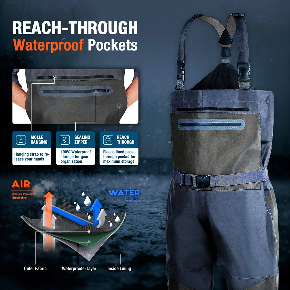 ZENORY New designs Waders Breathable Waders Full Cover Waders for Fishing Waterproof OEM Customized Boots