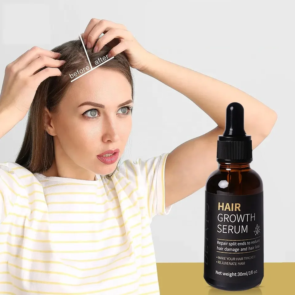 Oem Private Label Anti Frizz Loss Treatment Biotin Hair Silk Growth Serum Oil With Peptides