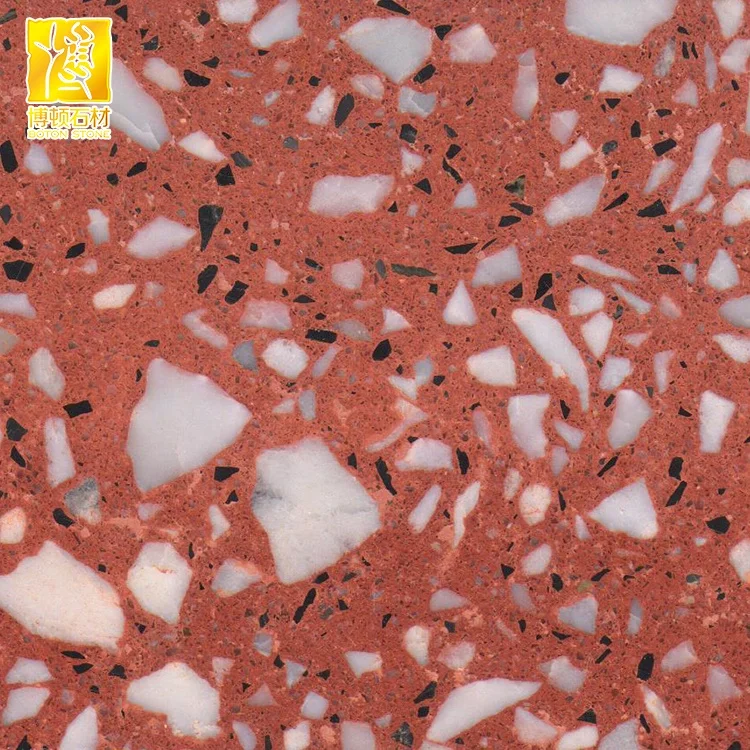 Wholesale Red Artificial Terrazzo Cement Tiles Price Square Meter Floor Slab