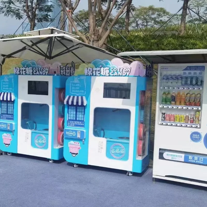 Snack Commercial Self Full Automatic Flower Cotton Candy Floss Making Vending Machine For Cotton Candy