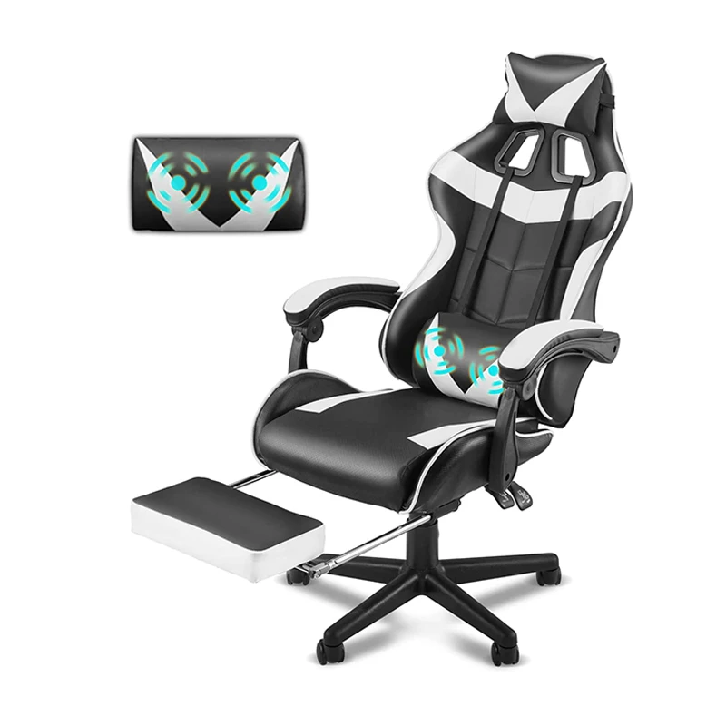 pu leather gamer racing gaming chair with footrest and massage racing chair