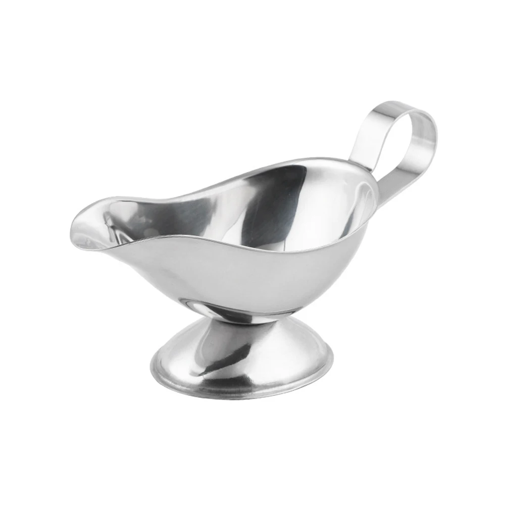 Stainless Steel Seasoning Cup Gravy Sauce Boat Saucier Gravy Dish with Ergonomic Handle Gravy Ketchup Container
