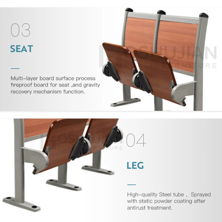 Cheap College Classroom Furniture Folding Step Chair and Desk