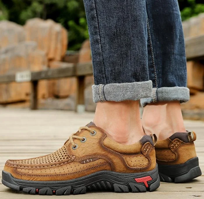 
2019 fashion sneakers men lace-up retro flat casual hiking shoes breathable genuine cow leather slip on men sport shoes 