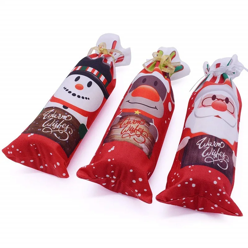 Merry Christmas Decor Wine Bottle Bag Covers for Navidad Christmas Ornaments Xmas New Year Decoration