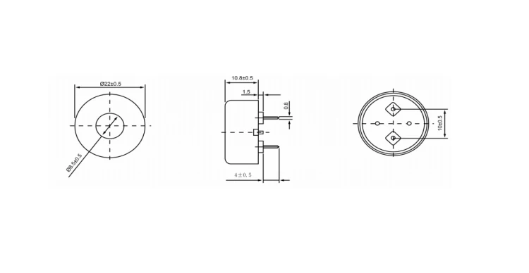 2210 22mm micro round type high decibel alarm 12v piezo passive door buzzer