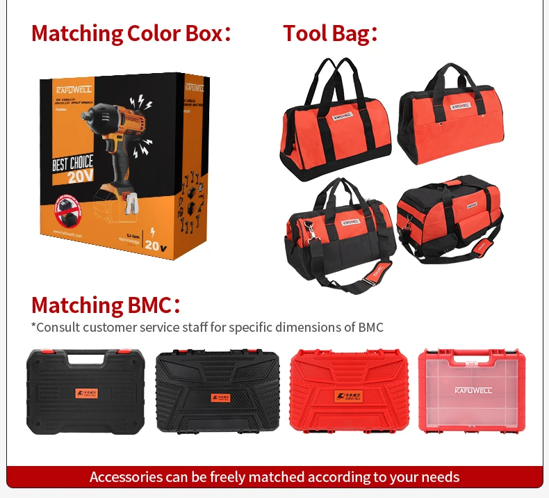 KAFUWELL PA4501HB-W-2D-1 Customized Brushless Cordless Drill 20v Battery Hammer Screw Driving 13mm Power Drills 60nm