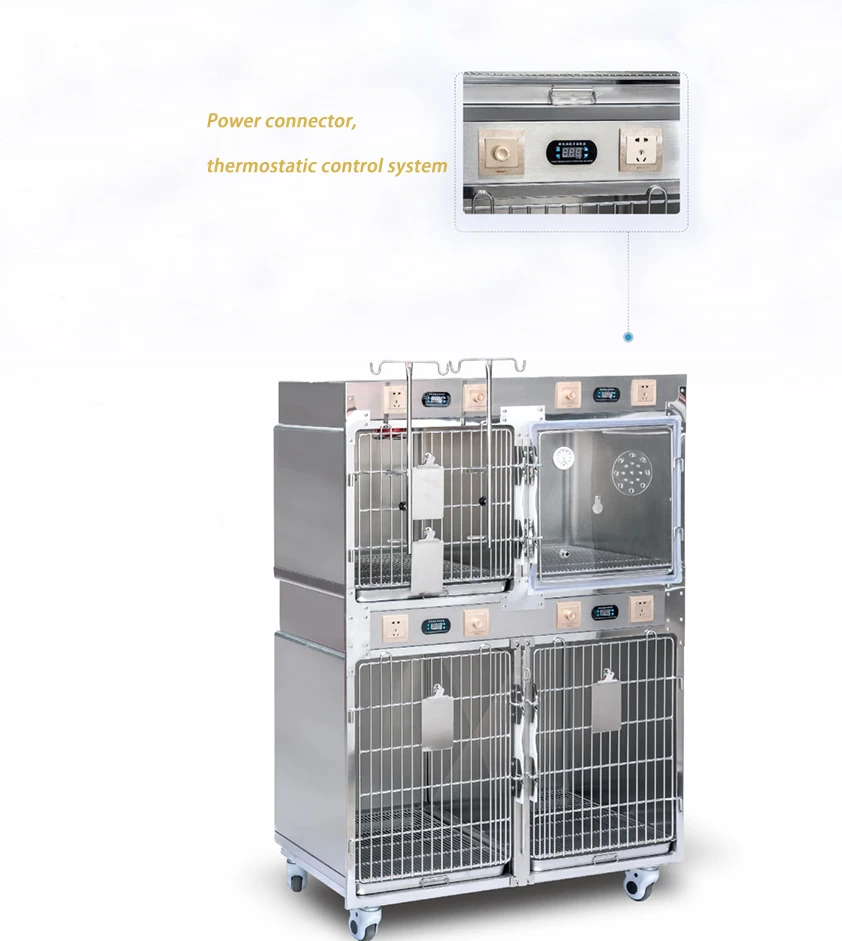 Stainless steel veterinary dog cat small animal oxygen  infrared physical therapy cage for Pet hospital clinic