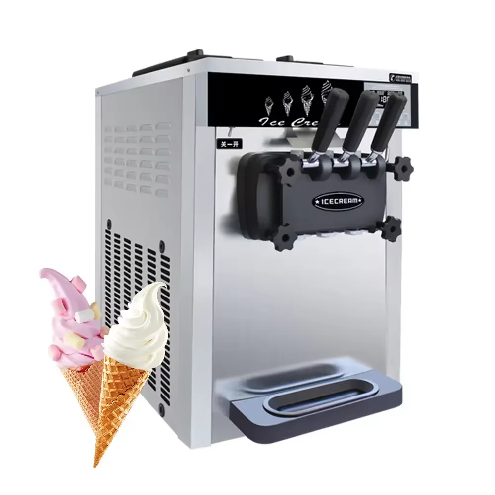 18-22L 3 Flavors Nozzle Table Top Gelato Filling Snack Machines Making Automatic Commercial Soft Serve Ice Cream Machine Makers