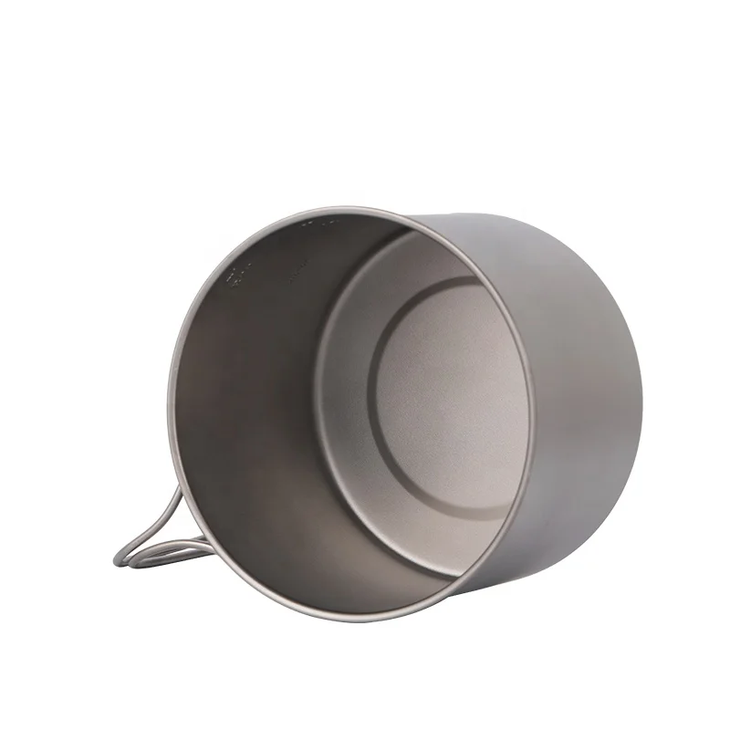 Camping Cookware Titanium Pot 0.75L/0.9L/1.1L/1.6L/2L/2.8L Ultralight Hanging Pot w Lid Foldable Handle Outdoor Cooking