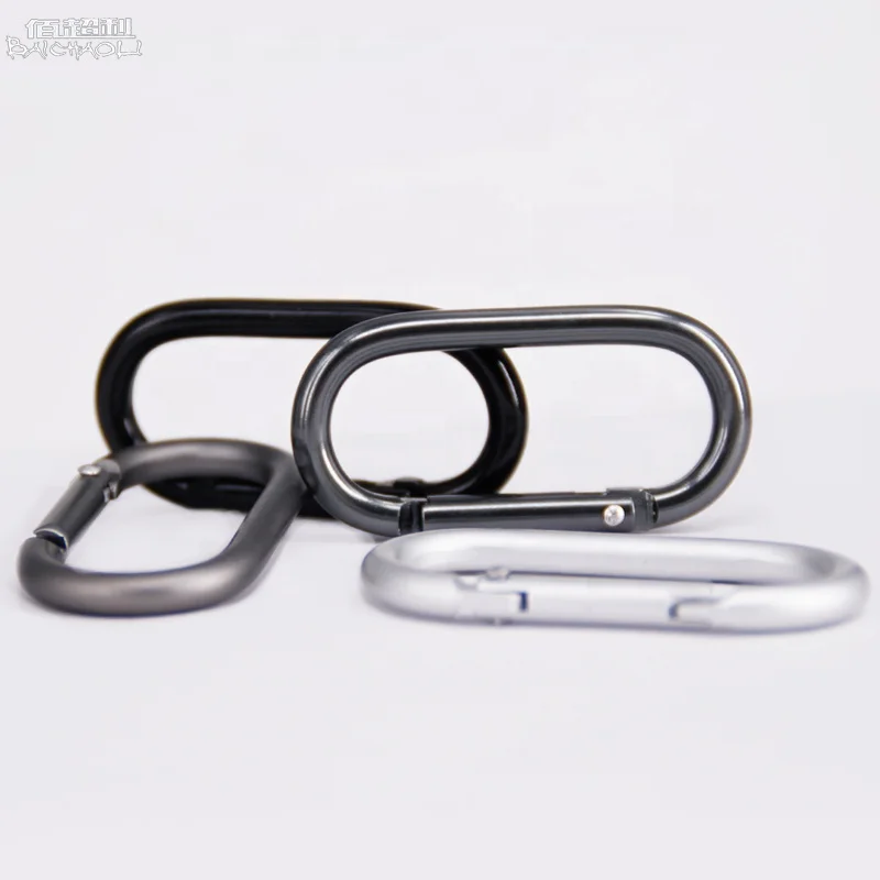 Baichao 5# Oval 50mm*25mm aluminum alloy carabiner snap hooks all black all white