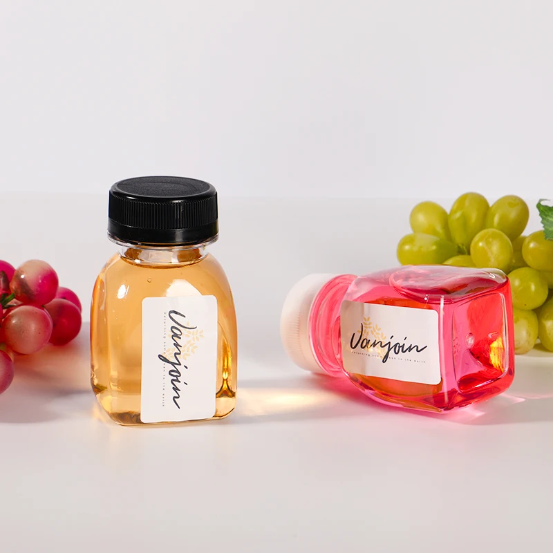 Reusable 100 ml 3.4 oz  Ginger Shot Bottles with Caps Custom Label and Logo Smoothie Juice Beverage Bottles