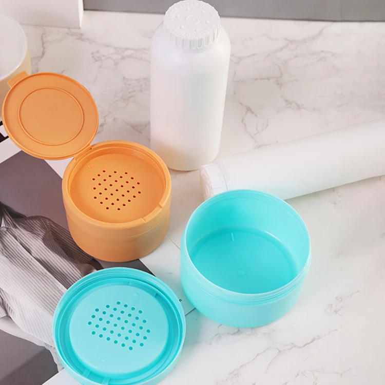 HDPE White Plastic Empty Baby Talkum Talcum Powder Container Bottle And Jar Manufacturer With Sifter, Puff