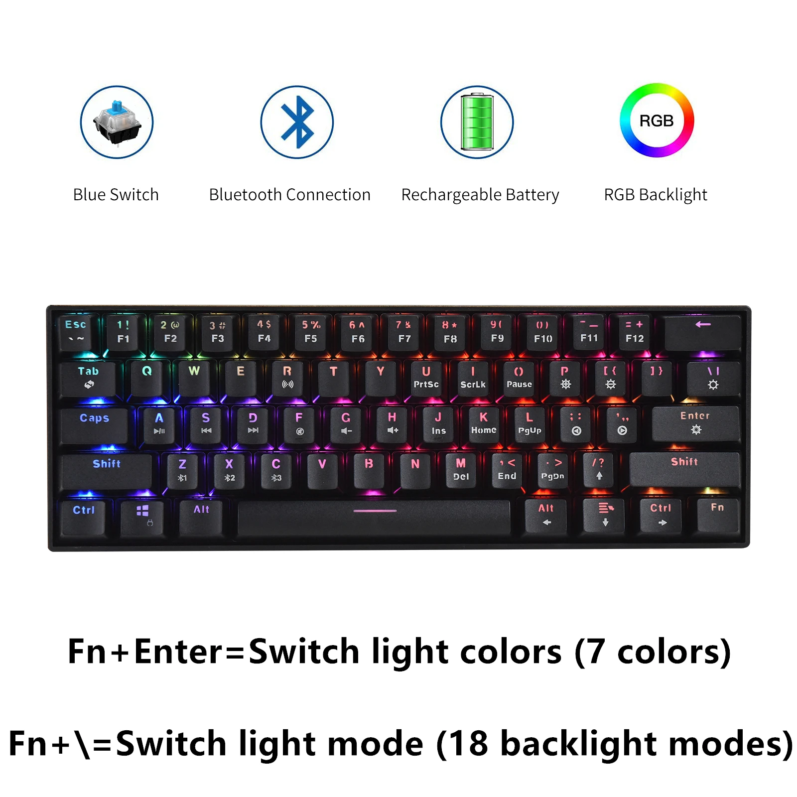 HZGAMER HZ61Hot Swap BT Gaming Mechanical Keyboard Wireless Gaming Keyboard