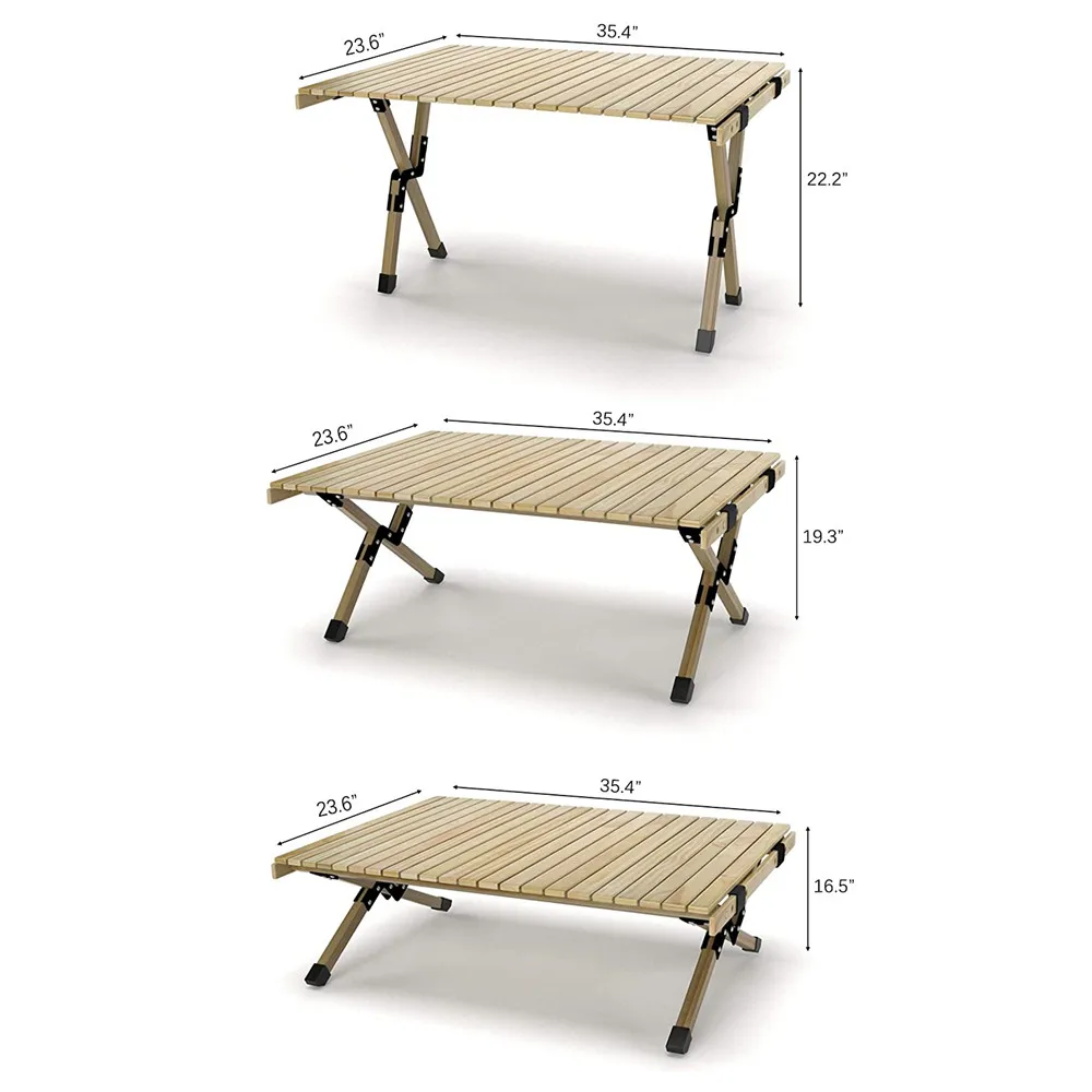 CaoXian Hi Home Folding Camping Picnic Table Beach Camp Kitchen Lightweight Roll Up Height Adjustable Waterproof Table