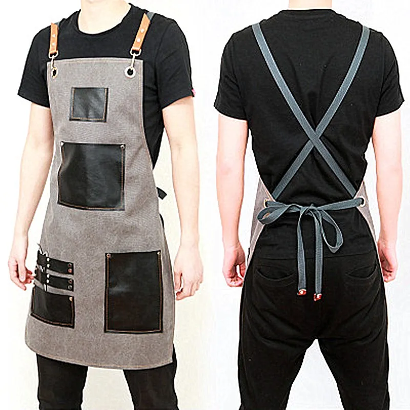 Custom Design Hairdresser Hairstylist Barber Apron Hair Cutting With Tool Pockets and Adjustable Straps For Men Women