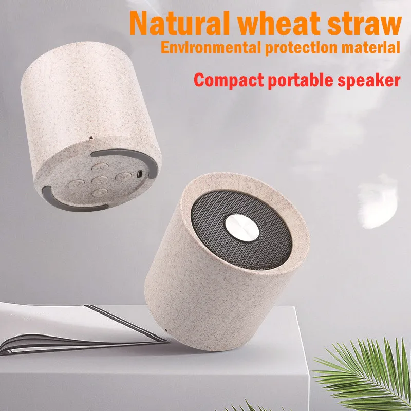 Wholesale biodegradable wheat straw high quality wireless speaker small wireless speaker portable mini table wireless speaker