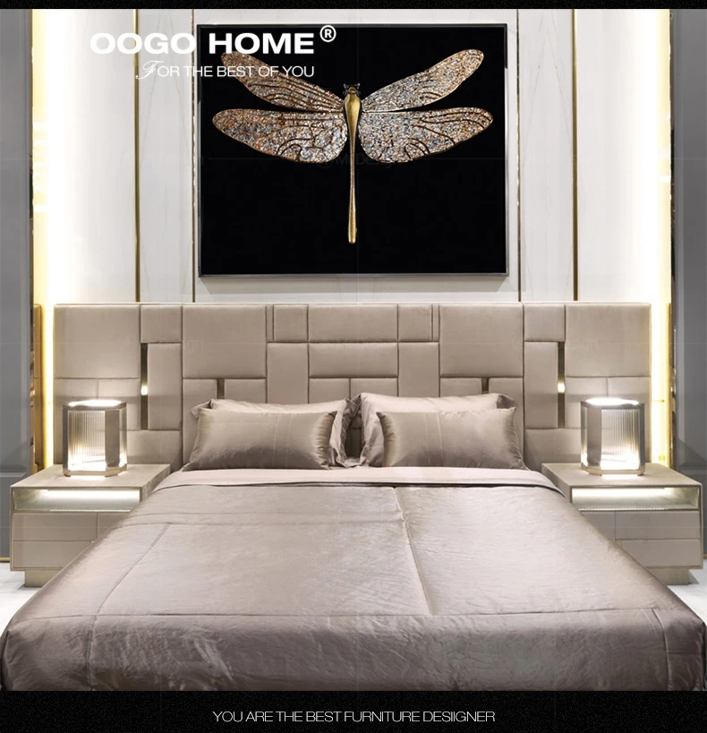 Italy Style Modern Luxury Bedroom Top Genuine Leather Wedding  Beds 1.8 m Double Bed