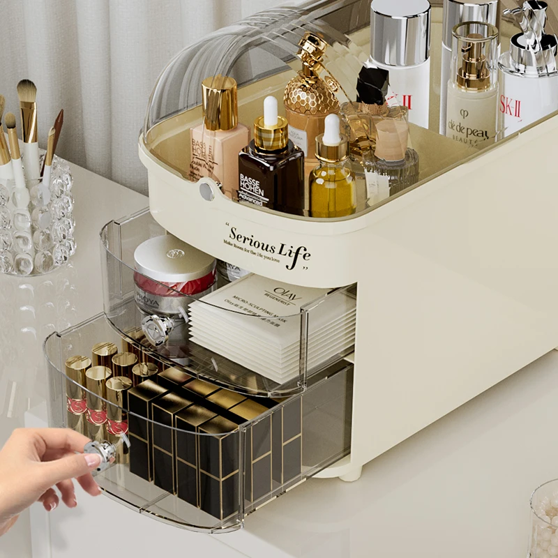Bathroom Vanity Makeup Organizer Clear Drawer Big Cosmetics Storage Box for Women Plastic Make Up Skincare Display Case