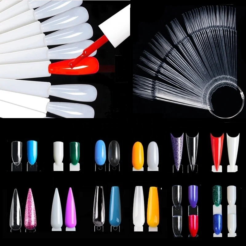 Colors Nail Swatch Chart With Rings False Nail Tips Gel Polish Practice Display Sticks For Nail Art