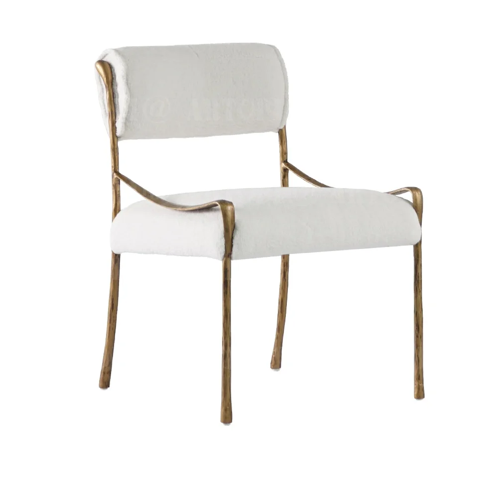 THADDEUS Hand-forged metal frame fabric dining chair luxury hotel and dining room furniture