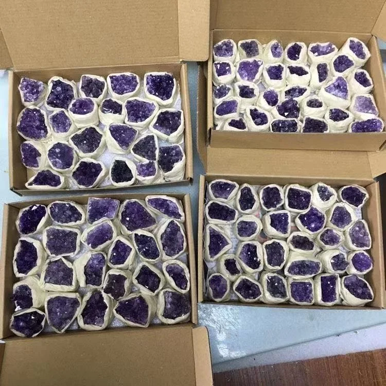 Sample discount  on sale 20*14cm high quality natural amethyst cluster that Customized crystal quartz block with box