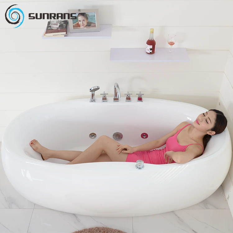 Luxury Free Standing Massage Corner Multi Functional Acrylic Hotel Whirlpool Bathtub Round Adult White Bathroom Bath Tub
