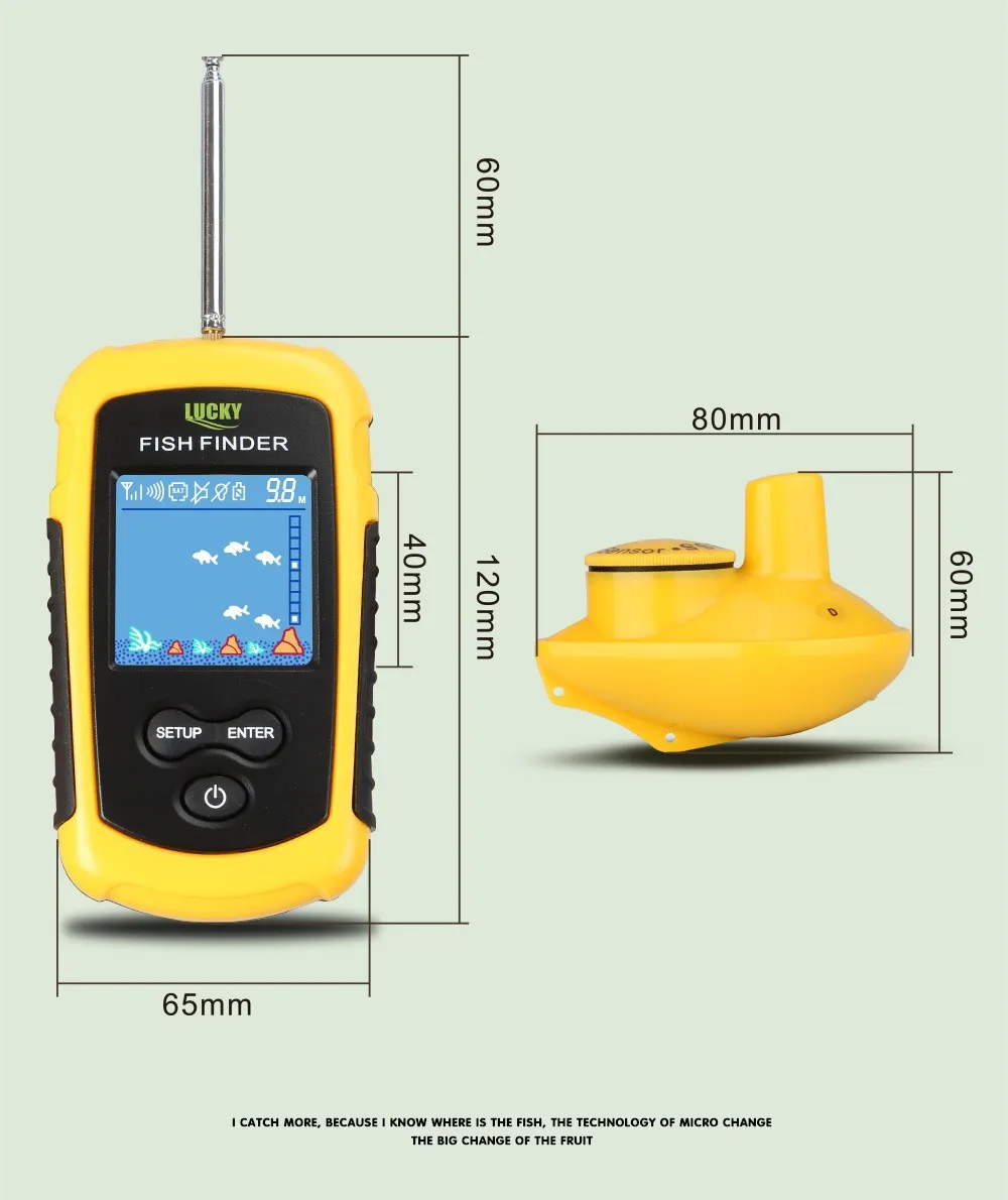 Portable Fish Depth Finder Water Handheld Fish Finder Sonar Boat Transducer Fishing echo sounder