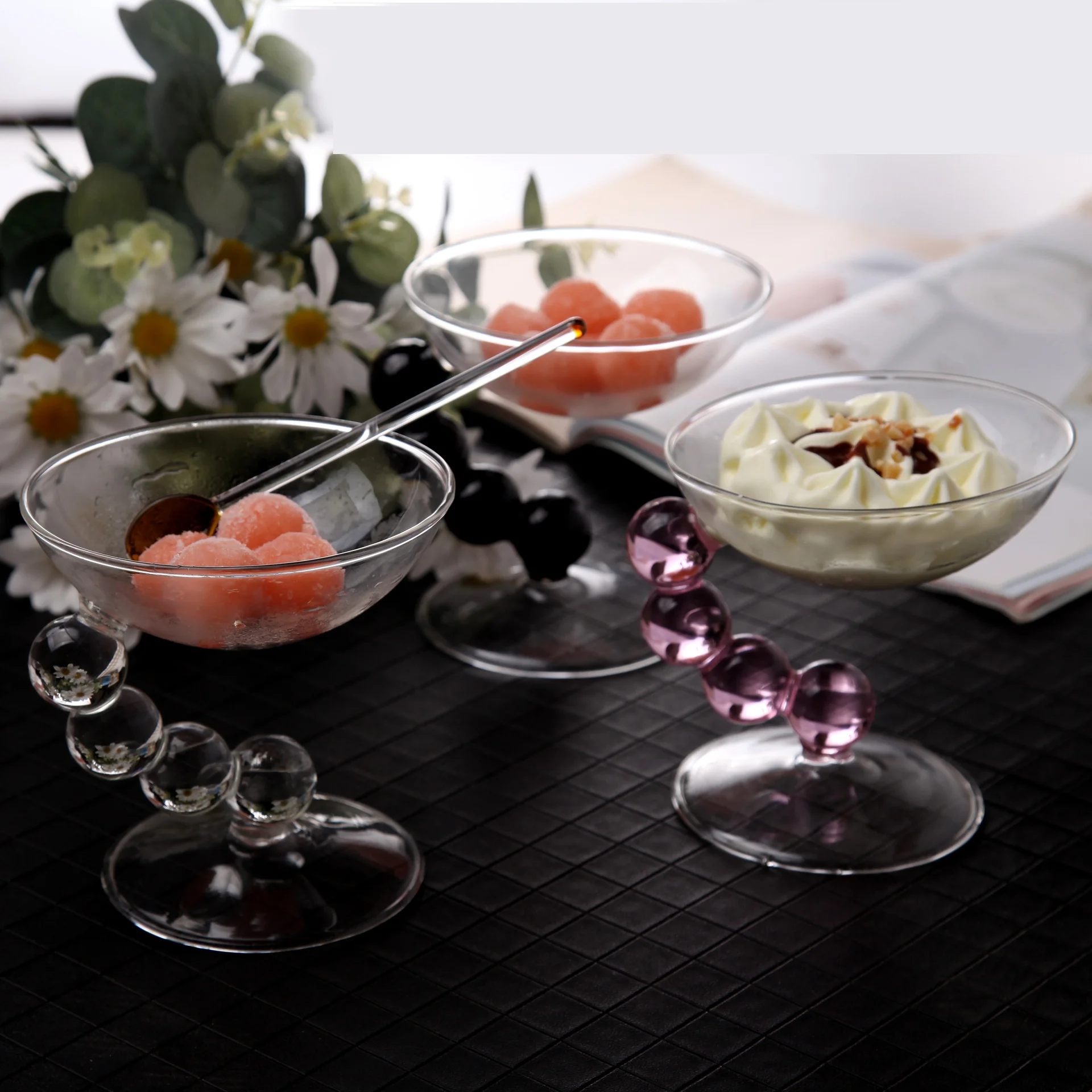 Wholesale Glass Fruit Bowl Glass Bowl Fruit Dessert Snacks and Household Glass Plate