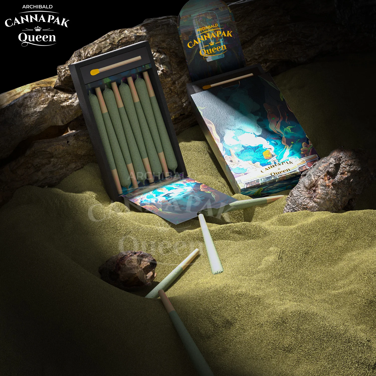 Archibald Exported Good Quality Tobacco Box Child Resistant Magnetic Flip Drawer Pre Roll Pack Box With Matchbox