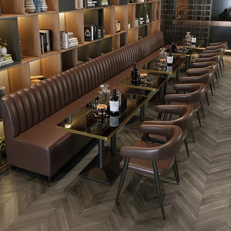 Luxury restaurant furniture sofa set black marble dining table and chairs booth seating for club cafe pub bar
