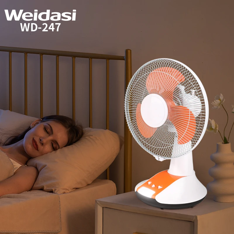 12 inches Rechargeable Emergency Fan Table Fan with Led Light AC DC Charging Port