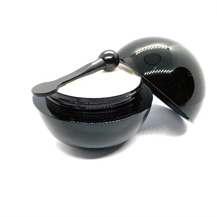 Factory custom black acrylic with spoon cosmetic jars empty acrylic jar with cosmetic spatula round ball shape acrylic jar