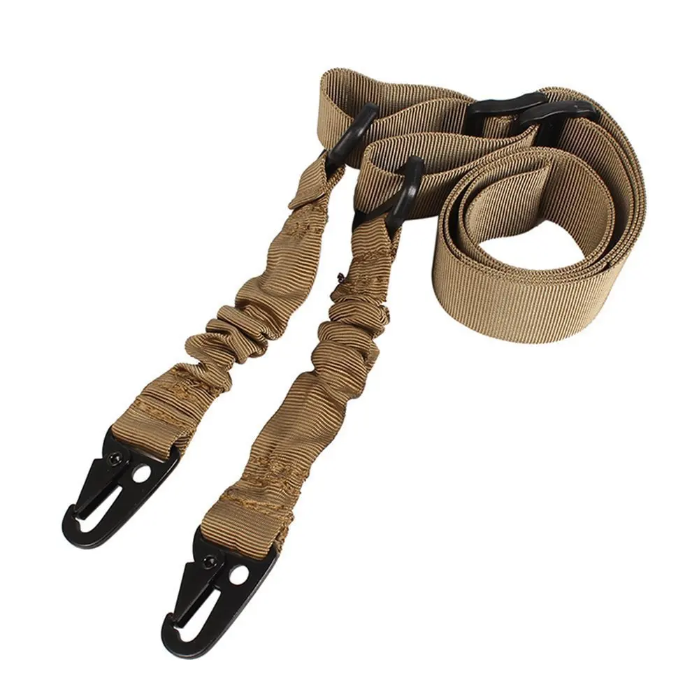 Two Points Gun Sling With Length Adjuster Traditional Sling With Metal Hook For Outdoors Black