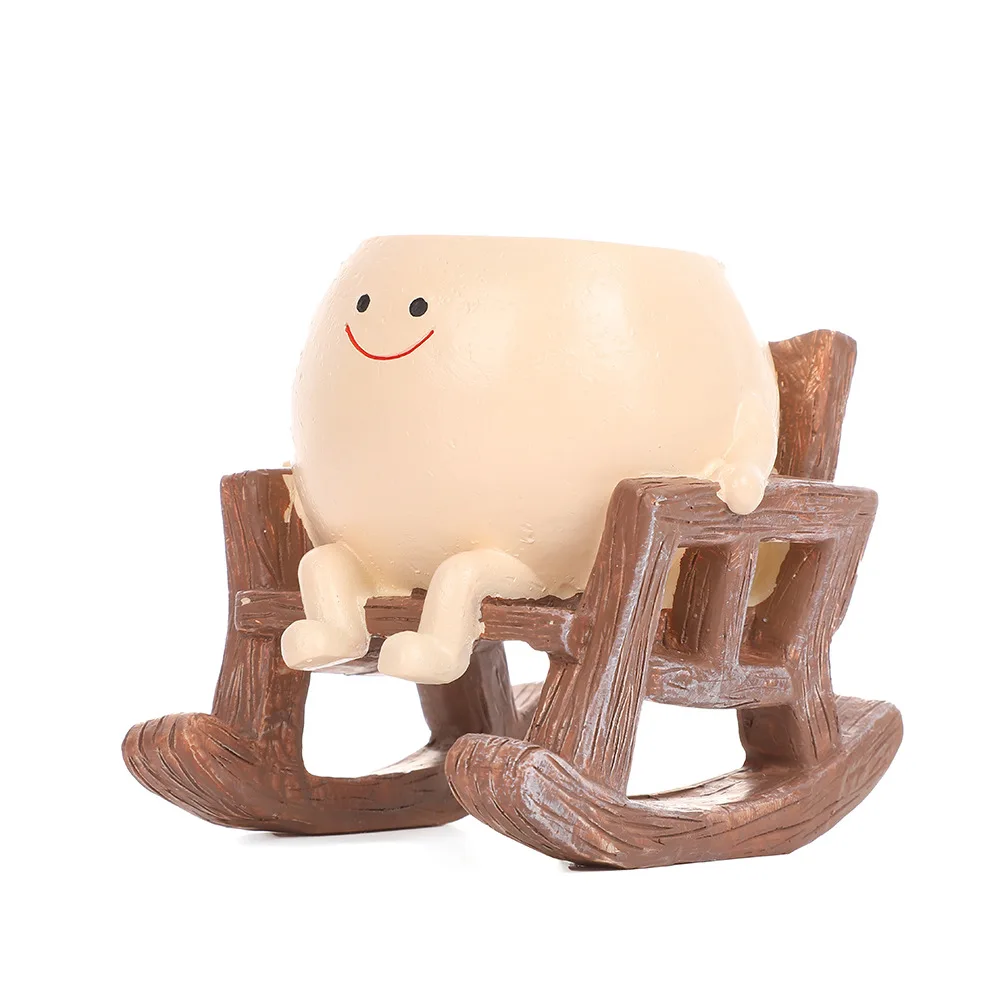 Swing Jar Small Flower Pot Smiling Face Rockchair Mini Succulent Pot Home Garden Decoration Ornaments Room Green Plant Pendant