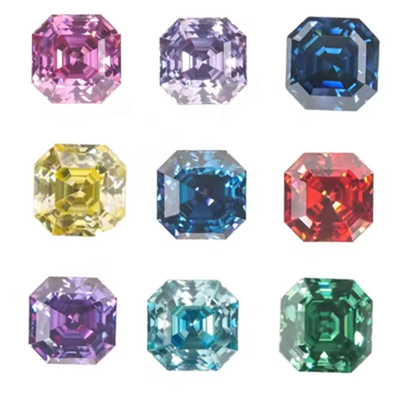 Wholesale Price Per Carat Purple Color Asscher Cut GRA Moissanite