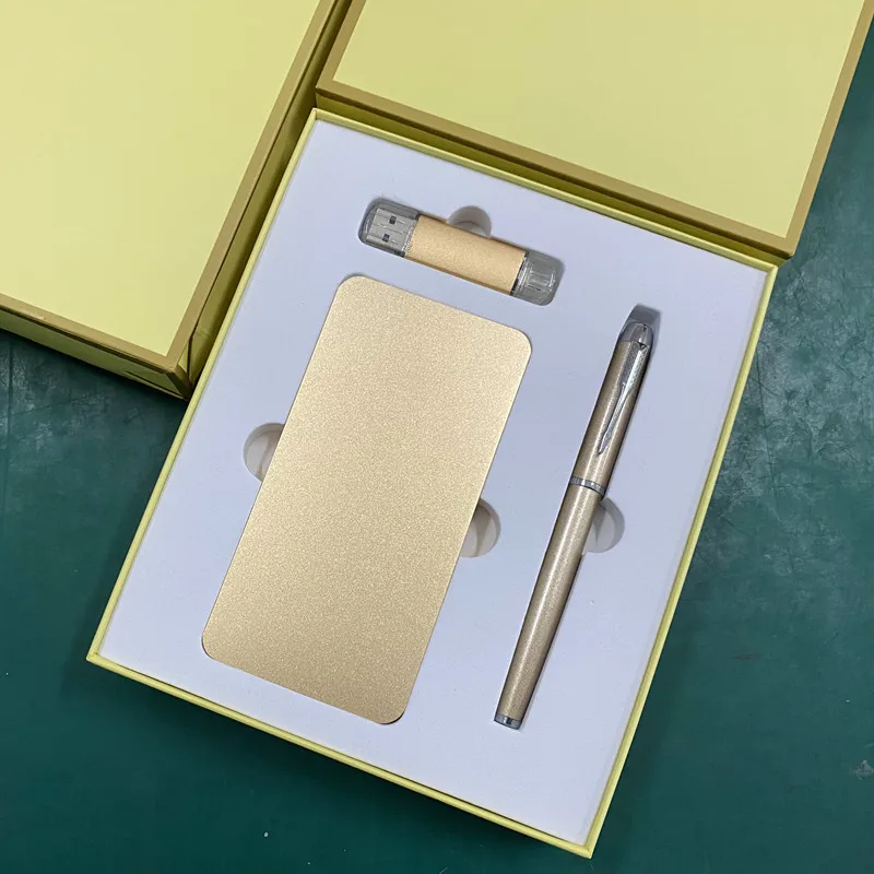 2022 JCX  hot sale powerbanks 10000mah & metal pen & pen drive 16gb gift sets with gift paper box